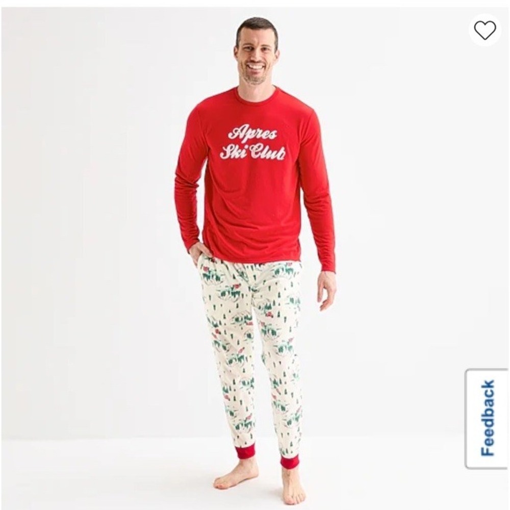 North Pole Pajama Set Mens XXL Apres Ski Club Fleece Pants Long Sleeve Top Xmas